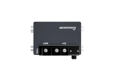 Micropower DX14 DC-DC equalizer top view showing compact industrial design for battery systems