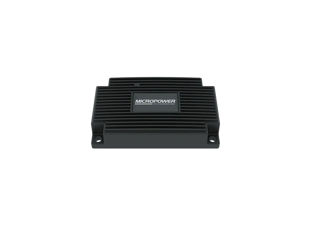Micropower DC-DC converter isolato IP67 vista frontale con design sigillato per ambienti industriali difficili